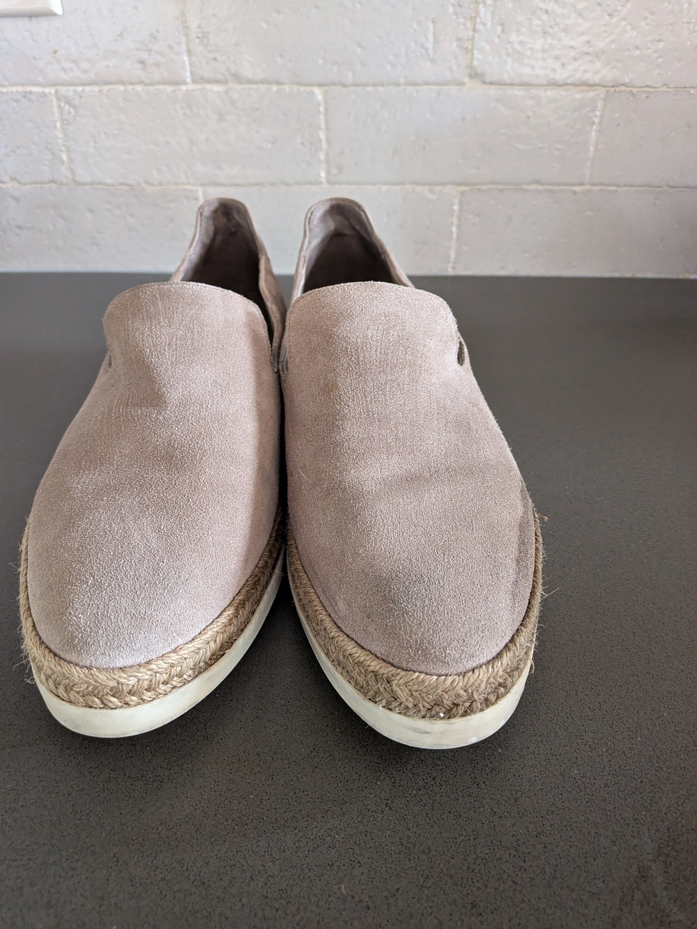 Vince Taupe Suede Slip-On Espadrilles
